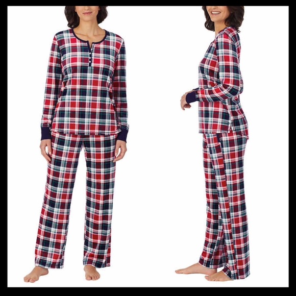 Nautica 2 piece Pajama Set Blue & Red Plaid - Picture 2 of 4